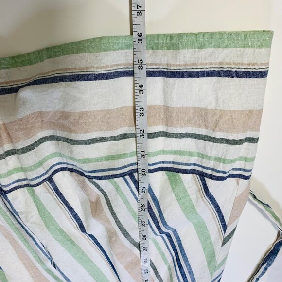 Miami Ivory Striped Halter Dress Size L Belted Linen Blend Cruise Vacation - Picture 16 of 16